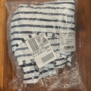 Women's Crew Neck Long Sleeve Rash Guard UPF 50 Swim Tee - Navy/White Stripe